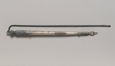  <em>Pair of Torah Pointers</em>, 20th century. Silver, semiprecious stones, Without chain: 10 1/4 x 5/8 x 5/8 in. (26 x 1.6 x 1.6 cm). Brooklyn Museum, Purchased with funds given by Mrs. Elsie Socolof and Mr. Joel E. Rothenberg, 49.228.17a-b. Creative Commons-BY (Photo: Brooklyn Museum, 49.228.17a_PS2.jpg)