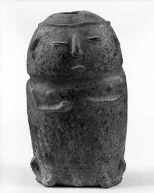  <em>Figurine</em>. Ceramic, pigment, 7 5/8 x 4 1/2 in. (19.4 x 11.4 cm). Brooklyn Museum, Gift of the Instituto de Etnologico y de Arqueologica, 49.232.18. Creative Commons-BY (Photo: Brooklyn Museum, 49.232.18_bw.jpg)