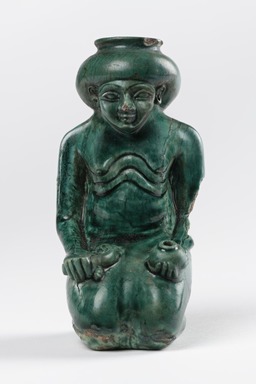  <em>Vessel in the Form of a Kneeling Woman</em>, ca. 1479&ndash;1352 B.C.E. Steatite, glaze, 3 13/16 x 2 in. (9.7 x 5.1 cm). Brooklyn Museum, Charles Edwin Wilbour Fund, 49.53. Creative Commons-BY (Photo: Brooklyn Museum, 49.53_front01_PS22.jpg)