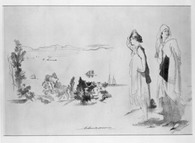 Arthur B. Davies (American, 1862–1928). <em>Tappan Zee</em>, 1924. Lithograph on laid paper, 20 5/8 x 27 5/8 in. (52.4 x 70.2 cm). Brooklyn Museum, Gift of Ferargil Galleries, 50.137.7. © artist or artist's estate (Photo: Brooklyn Museum, 50.137.7_bw.jpg)