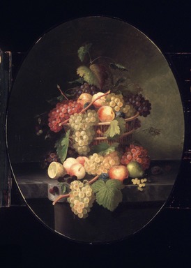 Paul Lacroix (American, active in the United States 1857-1869). <em>Still Life with Fruit</em>, 1869. Oil on canvas, 33 7/8 x 26 11/16 in. (86 x 67.8 cm). Brooklyn Museum, Bequest of Mrs. William Sterling Peters, 50.143.1 (Photo: Brooklyn Museum, 50.143.1.jpg)