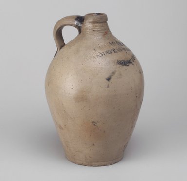 American. <em>Jug</em>, between 1799–1820. Stoneware, 9 1/4 x 6 1/4 x 6 1/4 in. (23.5 x 15.9 x 15.9 cm). Brooklyn Museum, Museum Collection Fund, 50.146. Creative Commons-BY (Photo: Brooklyn Museum, 50.146.jpg)