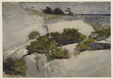 Winslow Homer (American, 1836-1910). <em>Maine Cliffs</em>, 1883. Watercolor over charcoal on cream, thick, rough-textured wove paper, 13 3/8 x 19 3/16in. (34 x 48.7cm). Brooklyn Museum, Bequest of Sidney B. Curtis in memory of S.W. Curtis, 50.184 (Photo: Brooklyn Museum, 50.184_SL3.jpg)