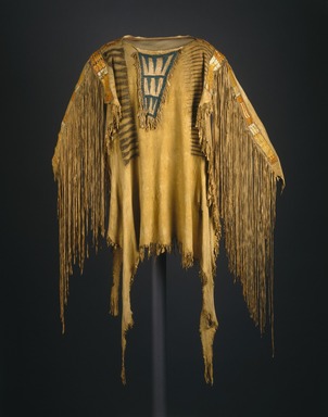 Sioux. <em>Chief's War Shirt</em>, early 19th century. Buckskin, dye, pigment, glass beads, porcupine quills, maidenhair fern stems, sinew, 30 x 20 in.  (76.2 x 50.8 cm). Brooklyn Museum, Henry L. Batterman Fund and the Frank Sherman Benson Fund, 50.67.11. Creative Commons-BY (Photo: Brooklyn Museum, 50.67.11_SL1.jpg)