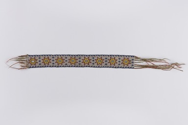Chippewa (Anishinaabe). <em>Garter</em>, early 19th century. Crewel yarn, glass beads, seed beads, thread, 12 1/2 x 1 3/4 in. (31.8 x 4.4 cm). Brooklyn Museum, Henry L. Batterman Fund and the Frank Sherman Benson Fund, 50.67.37c. Creative Commons-BY (Photo: Brooklyn Museum, 50.67.37c_overall_PS22.jpg)