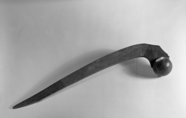 Chippewa (Anishinaabe). <em>Ball-headed War Club with Carvings of Birds and Men</em>, early 19th century. Wood, pigment, 22 1/2 x 6 x 3 in. (57.2 x 15.2 x 7.6 cm). Brooklyn Museum, Henry L. Batterman Fund and the Frank Sherman Benson Fund, 50.67.84. Creative Commons-BY (Photo: Brooklyn Museum, 50.67.84_acetate_bw.jpg)