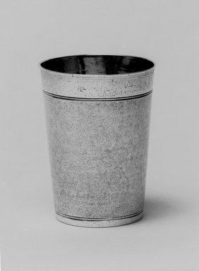 I.F. Hornung (died ca. 1765). <em>Kiddush Wine Cup</em>, 17th century. Silver, 4 1/16 x 3 1/16 x 3 1/16 in. (10.3 x 7.8 x 7.8 cm). Brooklyn Museum, Gift of Mrs. Herbert Sterzelbach, 50.8. Creative Commons-BY (Photo: Brooklyn Museum, 50.8_bw.jpg)