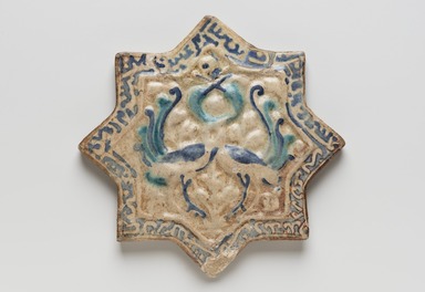  <em>Star Shaped Tile</em>, 13th century. Overglaze painting, 9/16 x 8 1/4 in. (1.5 x 21 cm). Brooklyn Museum, Anonymous gift, 51.105.1. Creative Commons-BY (Photo: Brooklyn Museum, 51.105.1_PS11.jpg)
