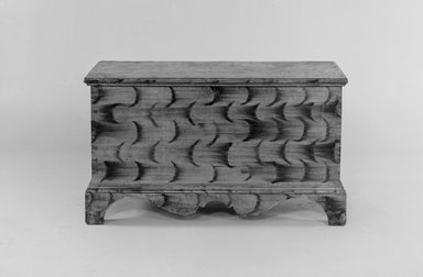 American. <em>Blanket Chest with Bracket Feet</em>, 1800–1825. Painted poplar, metal hardware, 21 5/8 x 37 1/4 x 17 3/4 in.  (54.9 x 94.6 x 45.1 cm). Brooklyn Museum, Gift of Colonel and Mrs. Edgar W. Garbisch, 51.245.2. Creative Commons-BY (Photo: Brooklyn Museum, 51.245.2_acetate_bw.jpg)