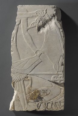  <em>Detail from an Offering Scene</em>, ca. 1938–1909 B.C.E. or earlier. Limestone, pigment, 18 1/16 x 9 3/16 in., 24.4 lb. (45.8 x 23.3 cm, 11.07kg). Brooklyn Museum, Charles Edwin Wilbour Fund, 52.130.2. Creative Commons-BY (Photo: Brooklyn Museum, 52.130.2_version4_PS9.jpg)