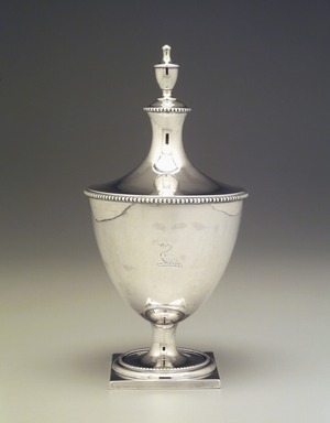 Myer Myers (American, 1723–1795). <em>Sugar Bowl with Lid</em>, ca. 1800. Silver, 9 1/4 x 4 1/2 in.  (23.5 x 11.4 cm). Brooklyn Museum, Gift of Stephen Ensko, 52.154a-b. Creative Commons-BY (Photo: Brooklyn Museum, 52.154a-c.jpg)