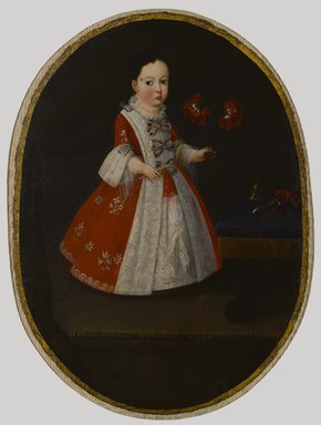 Attributed to Nicolás Enríquez (Mexican, active 1730–1768). <em>Doña María de la Luz Padilla y Gómez de Cervantes</em>, ca. 1735. Oil on canvas, Oval: 35 3/8 x 26 in. (89.9 x 66 cm). Brooklyn Museum, Museum Collection Fund and Dick S. Ramsay Fund, 52.166.3 (Photo: Brooklyn Museum, 52.166.3_PS6.jpg)