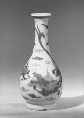  <em>Vase</em>, 1368-1644. Porcelain, 7 15/16 x 3 7/16 in. (20.2 x 8.8 cm). Brooklyn Museum, The William E. Hutchins Collection, Bequest of Augustus S. Hutchins, 52.49.28. Creative Commons-BY (Photo: Brooklyn Museum, 52.49.28_acetate_bw.jpg)