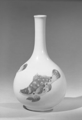  <em>Bottle</em>, 1662-1722. Porcelain, 9 3/16 x 4 15/16 in. (23.4 x 12.6 cm). Brooklyn Museum, The William E. Hutchins Collection, Bequest of Augustus S. Hutchins, 52.49.36. Creative Commons-BY (Photo: Brooklyn Museum, 52.49.36_acetate_bw.jpg)