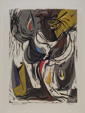 Seong Moy (American, born China, 1921-2013). <em>Dancer in Motion</em>, 1952. Woodcut on paper, image: 15 15/16 x 11 11/16 in. (40.5 x 29.7 cm). Brooklyn Museum, Dick S. Ramsay Fund, 53.17.5. © artist or artist's estate (Photo: Brooklyn Museum, 53.17.5_PS11.jpg)