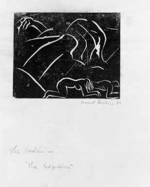 Leonard Baskin (American, 1922-2000). <em>The Expulsion</em>, 1939. Linocut Brooklyn Museum, Gift of the artist, 53.244.5. © artist or artist's estate (Photo: Brooklyn Museum, 53.244.5_bw.jpg)