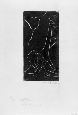 Leonard Baskin (American, 1922-2000). <em>The Animals</em>, 1939. Linocut Brooklyn Museum, Gift of the artist, 53.244.6. © artist or artist's estate (Photo: Brooklyn Museum, 53.244.6_bw.jpg)