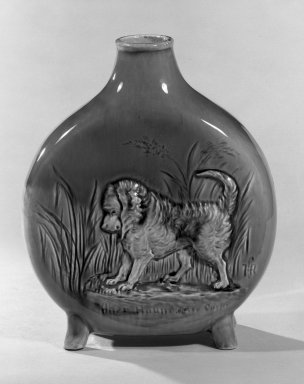 Chelsea Keramic Art Works. <em>Vase</em>, 1875-1880. Glazed earthenware, 8 x 6 1/2 x 2 1/4 in. (20.3 x 16.5 x 5.7 cm). Brooklyn Museum, Gift of Mrs. Charles Messer Stow, 53.257.2. Creative Commons-BY (Photo: Brooklyn Museum, 53.257.2_acetate_bw.jpg)