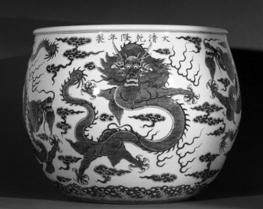  <em>Basin Shaped Jar</em>, 1736-1795. Glazed porcelain, 14 × 18 in. (35.6 × 45.7 cm). Brooklyn Museum, Gift of Mr. and Mrs. Leonard Bernheim, 53.52. Creative Commons-BY (Photo: Brooklyn Museum, 53.52_bw.jpg)