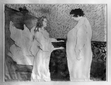 Henri de Toulouse-Lautrec (Albi, France, 1864–1901, Saint-André-du-Bois, France). <em>Femme au Lit, profil from Elles</em>, 1896. Lithograph printed in colors on wove paper, 15 3/4 x 20 1/2 in. (40 x 52 cm). Brooklyn Museum, Gift of Millicent Huttleston Rogers, 53.8.4 (Photo: Brooklyn Museum, 53.8.4_bw.jpg)