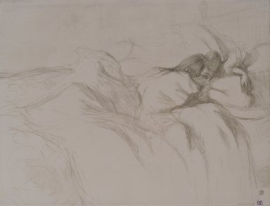 Henri de Toulouse-Lautrec (Albi, France, 1864–1901, Saint-André-du-Bois, France). <em>Femme Couchee, from Elles</em>, 1896. Lithograph on wove paper, 15 3/4 x 20 11/16 in. (40 x 52.6 cm). Brooklyn Museum, Gift of Millicent Huttleston Rogers, 53.8.8 (Photo: Brooklyn Museum, 53.8.8.jpg)
