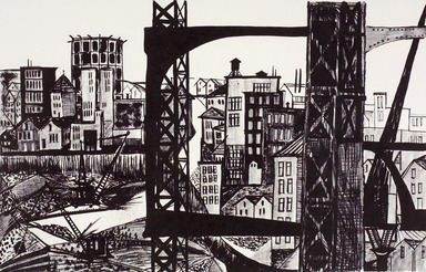 Ellen Lanyon (1926 - 2013). <em>Excavation</em>, 1954. Lithograph, Sheet: 18 7/8 x 24 7/8 in. (47.9 x 63.2 cm). Brooklyn Museum, Gift of Artists Equity, Chicago Chapter, 54.153.20. © artist or artist's estate (Photo: Brooklyn Museum, 54.153.20.jpg)