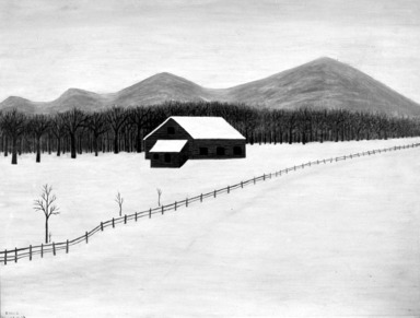 Emile Branchard (American, 1881-1938). <em>Snow Scene</em>, ca. 1920s-1930s. Oil on canvas, 22 1/8 x 28 in. (56.2 x 71.1 cm). Brooklyn Museum, Bequest of Margaret S. Lewisohn, 54.156 (Photo: Brooklyn Museum, 54.156_acetate_bw.jpg)