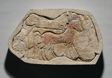  <em>A Span of Two Horses Pulling a Chariot</em>, ca. 1352–1336 B.C.E. Gypsum plaster, pigment, 8 11/16 x 13 13/16 in. (22 x 35.1 cm). Brooklyn Museum, Charles Edwin Wilbour Fund, 54.186. Creative Commons-BY (Photo: Brooklyn Museum, 54.186_PS2.jpg)