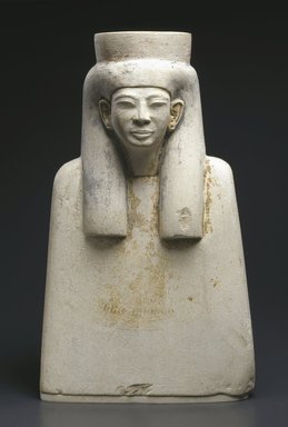  <em>Ancestral Bust of a Woman</em>, ca. 1336–1279 B.C.E. Limestone, pigment, 10 1/4 x 6 1/8 x 3 3/4 in. (26 x 15.6 x 9.5 cm). Brooklyn Museum, Charles Edwin Wilbour Fund, 54.1. Creative Commons-BY (Photo: Brooklyn Museum, 54.1_SL1.jpg)