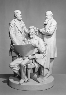 John Rogers (American, 1829–1904). <em>The Council of War</em>, 1868. Plaster, height: 23 1/2 in.  (59.7 cm). Brooklyn Museum, Gift of Mr. and Mrs. Roger L. Simons, by exchange, 54.206. Creative Commons-BY (Photo: Brooklyn Museum, 54.206_acetate_bw.jpg)