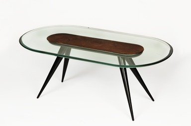 Fontana Arte Fontana, Luigi. <em>Coffee Table</em>, late 1940s. Glass and wood, 15 × 38 1/2 × 19 3/4 in., 43 lb. (38.1 × 97.8 × 50.2 cm, 19.5kg). Brooklyn Museum, Gift of the Italian Government, 54.64.230. Creative Commons-BY (Photo: Brooklyn Museum, 54.64.230_PS11.jpg)