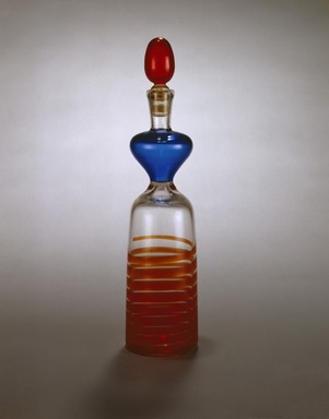 Gio Ponti (Italian, 1891-1979). <em>Bottle with Stopper</em>, ca. 1949. Glass, 14 1/2 x 3 1/4 in. (36.8 x 8.3 cm). Brooklyn Museum, Gift of the Italian Government, 54.64.92a-b. Creative Commons-BY (Photo: Brooklyn Museum, 54.64.92_SL1.jpg)