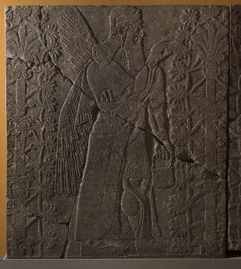 Assyrian. <em>Apkallu-figure Fertilizing the Sacred Tree</em>, ca. 883–859 B.C.E. Gypsum stone, 90 1/2 x 78 15/16 in. (229.8 x 200.5 cm). Brooklyn Museum, Purchased with funds given by Hagop Kevorkian and the Kevorkian Foundation, 55.151. Creative Commons-BY (Photo: Brooklyn Museum, 55.151_at_PS11.jpg)