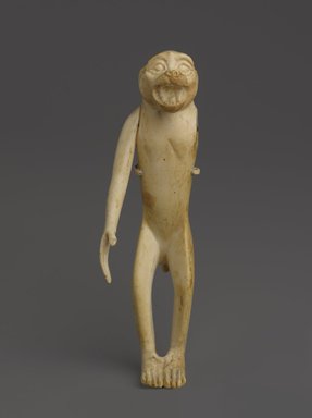  <em>Monkey</em>, ca. 1336–1327 B.C.E. Ivory, 4 3/16 x 1 x 1 3/4 in. (10.7 x 2.5 x 4.4 cm). Brooklyn Museum, Charles Edwin Wilbour Fund, 55.176. Creative Commons-BY (Photo: Brooklyn Museum, 55.176_PS9.jpg)