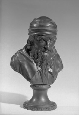 Wedgwood & Bentley (1768-1780). <em>Bust on Plinth</em>, ca.1775. Basaltes Brooklyn Museum, Gift of Emily Winthrop Miles, 55.25.16. Creative Commons-BY (Photo: Brooklyn Museum, 55.25.16_acetate_bw.jpg)