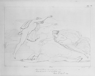 John Flaxman (British, 1755-1826). <em>Death of Heactor from Pope's Illiad</em>. Ink on paper, sheet: 8 3/4 x 11 in. (22.2 x 27.9 cm). Brooklyn Museum, Gift of Emily Winthrop Miles, 55.9.26 (Photo: Brooklyn Museum, 55.9.26_bw.jpg)