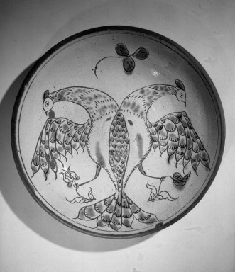 American. <em>Pie Plate</em>, early 19th century. Earthenware, 1 7/8 x 11 3/4 in. (4.8 x 29.8 cm). Brooklyn Museum, Gift of Huldah Cail Lorimer in memory of George Burford Lorimer, 56.5.13. Creative Commons-BY (Photo: Brooklyn Museum, 56.5.13_acetate_bw.jpg)