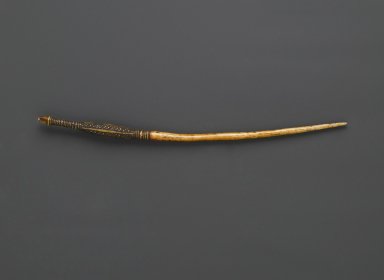 Mangbetu. <em>Awl or Hair Ornament</em>, late 19th or early 20th century. Ivory,  copper, 9 1/16in. (23cm). Brooklyn Museum, Gift of Arturo and Paul Peralta-Ramos, 56.6.53. Creative Commons-BY (Photo: Brooklyn Museum, 56.6.53_PS6.jpg)