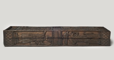 Edo. <em>Box with Lid (Ẹkpẹtin)</em>, second half of 19th century. Wood, 4 7/16 × 27 7/8 × 7 5/8 in. (11.3 × 70.8 × 19.3 cm). Brooklyn Museum, Gift of Arturo and Paul Peralta-Ramos, 56.6.63a-b. Creative Commons-BY (Photo: Brooklyn Museum, 56.6.63a-b_view01_PS11.jpg)