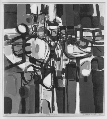 Edmond Casarella (American, 1920–1996). <em>Rock Cross</em>, 1955. Paper relief cut in color, Image: 24 x 22 in. (61 x 55.9 cm). Brooklyn Museum, Dick S. Ramsay Fund, 56.81. © artist or artist's estate (Photo: Brooklyn Museum, 56.81_acetate_bw.jpg)