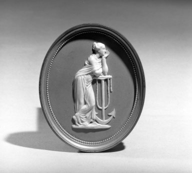  <em>Oval Medallion</em>. Jasperware Brooklyn Museum, Gift of Emily Winthrop Miles, 57.180.58. Creative Commons-BY (Photo: Brooklyn Museum, 57.180.58_acetate_bw.jpg)