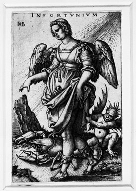 Hans Sebald Beham (German, 1500-1550). <em>Misfortune</em>, n.d. Engraving on laid paper, 30 11/16 x 20 1/16 in. (78 x 51 cm). Brooklyn Museum, Gift of Mrs. Charles Pratt, 57.188.16 (Photo: Brooklyn Museum, 57.188.16_bw.jpg)