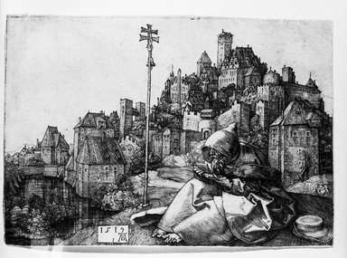 Albrecht Dürer (German, 1471-1528). <em>Saint Anthony Reading</em>, 1519. Engraving on laid paper, Sheet: 3 7/8 x 5 5/8 in. (9.8 x 14.3 cm). Brooklyn Museum, Gift of Mrs. Charles Pratt, 57.188.18 (Photo: Brooklyn Museum, 57.188.18_bw.jpg)