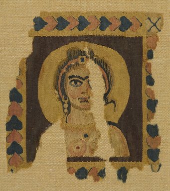 Coptic. <em>Bust of a Female</em>, late 5th-early 6th century C.E. Wool, flax (?), 8 1/2 x 7 3/4 in. (21.6 x 19.7 cm). Brooklyn Museum, Charles Edwin Wilbour Fund, 57.41. Creative Commons-BY (Photo: Brooklyn Museum, 57.41_PS9.jpg)