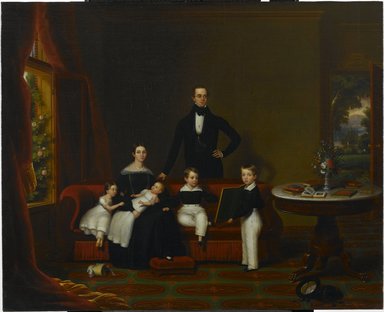 Frederick R. Spencer (American, 1806-1875). <em>Family Group</em>, 1840. Oil on canvas, 29 1/8 x 36 in. (74 x 91.4 cm). Brooklyn Museum, Dick S. Ramsay Fund, 57.68 (Photo: Brooklyn Museum, 57.68_PS2.jpg)