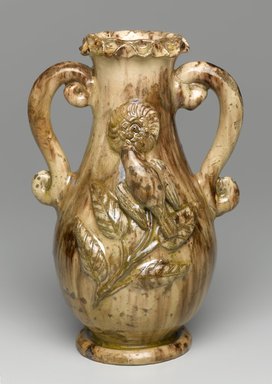 Anthony Wise Baecher (American, 1824–1889). <em>Vase</em>, 1870–1887. Earthenware, Height: 10 in. (25.4 cm). Brooklyn Museum, Gift of Huldah Cail Lorimer in memory of George Burford Lorimer, 57.75.17. Creative Commons-BY (Photo: Brooklyn Museum, 57.75.17_PS1.jpg)