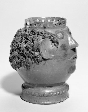 Old Diehls Pottery. <em>Flower Pot</em>, 1832-1860. Glazed earthenware, 7 1/4 x 3 3/4 in. (18.4 x 9.5 cm). Brooklyn Museum, Gift of Huldah Cail Lorimer in memory of George Burford Lorimer, 57.75.3. Creative Commons-BY (Photo: Brooklyn Museum, 57.75.3_side_bw.jpg)