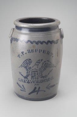 Greensboro Pottery. <em>Jar</em>, late 19th century. Stoneware, 14 3/8 x 10 1/4 x 10 1/2 in. (36.5 x 26 x 26.7 cm). Brooklyn Museum, Gift of Huldah Cail Lorimer in memory of George Burford Lorimer, 57.75.43. Creative Commons-BY (Photo: Brooklyn Museum, 57.75.43.jpg)