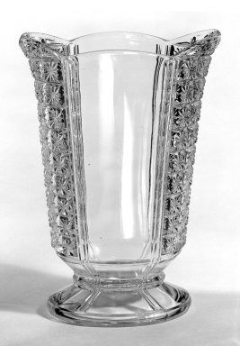  <em>Celery Vase</em>, ca. 1880. Pressed glass, 7 1/4 x 3 1/4 x 7 1/8 in. (18.4 x 8.3 x 18.1 cm). Brooklyn Museum, Gift of Mrs. Cheever Porter, 57.90.42. Creative Commons-BY (Photo: Brooklyn Museum, 57.90.42_bw.jpg)