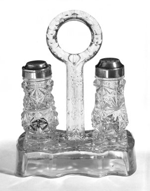  <em>Stand for Salt and Pepper Shakers</em>. Pressed glass Brooklyn Museum, Gift of Mrs. Cheever Porter, 57.90.98. Creative Commons-BY (Photo: , 57.90.96_57.90.97_57.90.98_bw.jpg)